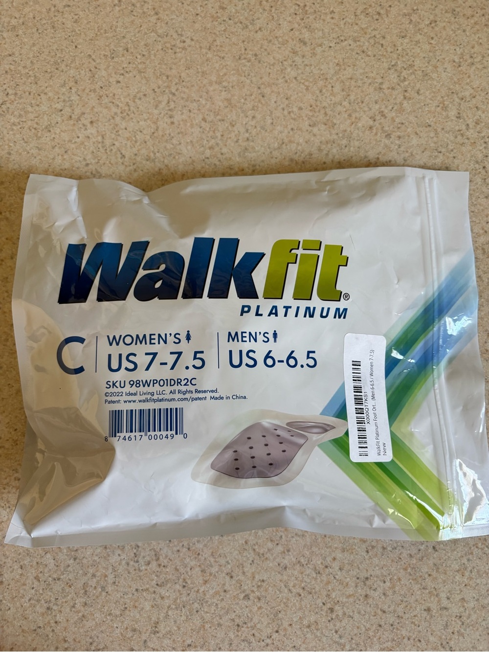 Walkfit Platinum Gel Insoles - White with Blue/Green Accents